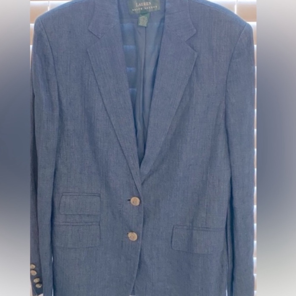 Ralph Lauren Vintage   Denim blue Linen Blazer-Custom made in Hong Kong